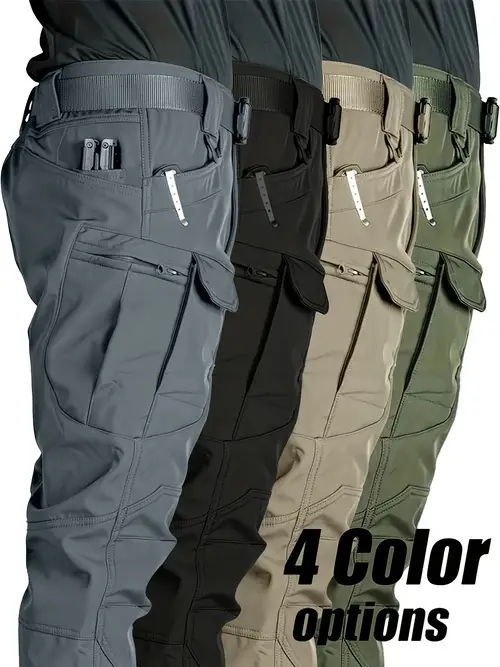 Spring/Autumn Men s Cargo Pants, Stretch Fabric, Soft and Breathable, Multiple Pockets, Beltless for Casual