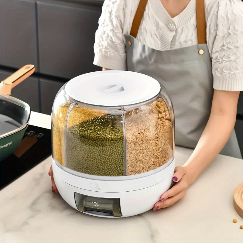 

1pc Rotating Food Dispenser, Household 3.5 Kg Rice Barrel, Large Capacity 360° Rotating Food Storage Container For Grains, Beans, Rice And , Kitchen Organizers And Storage, Kitchen Accessories