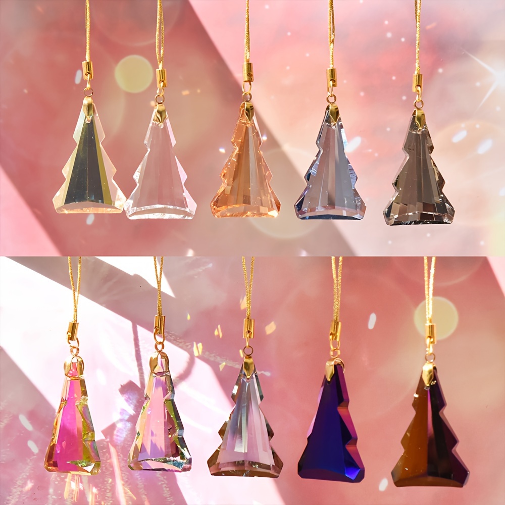 

12pcs Christmas Tree Sunlight Crystal Prism Rainbow Chandelier Pendant Wedding Window Decorations, Christmas Gifts