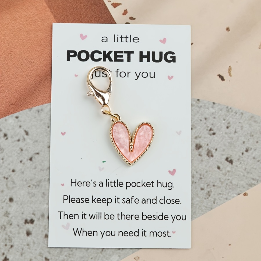 TEMU 1 stuk/9 stuks Eenvoudige en Elegante Hartvormige Sleutelhanger Hanger Set met Pocket Hug Wenskaart, Legering Hanger, Minimalistisch Ontwerp,