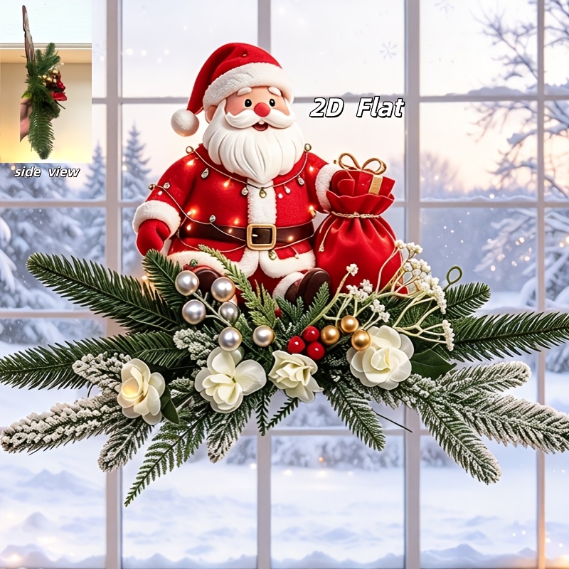 TEMU Décoration murale de Noël Père Noël 2D plat, 2D plat, 2D plat 40 cm/15,75 pouces, grande décoration murale à suspendre et à coller, ornement