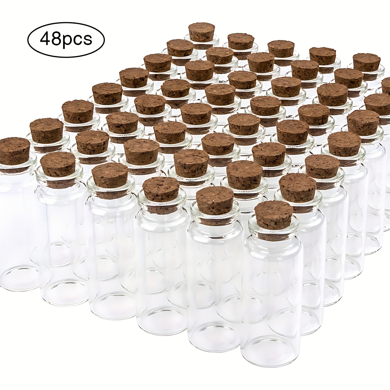 

48pcs 20ml Glass Bottles With Cork, Decorative Wish Bottles For Wedding Decorations, Storage Accessories, Or To Hold Tiny Trinkets, Mini Potion Bottles With Eye Screws And Funnel