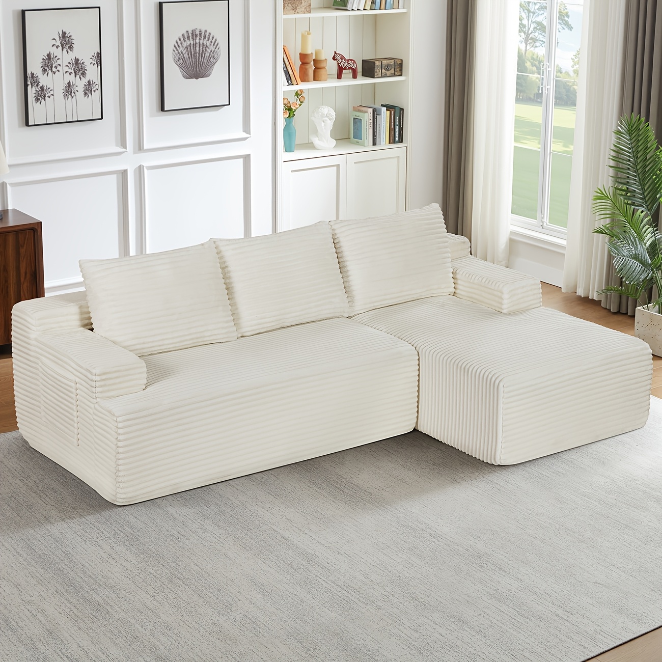 L-shaped Cloud Corner Sofa, Deep Seat Design, No , Bed, Suitable For Living Rooms, Bedrooms, And Apartments.