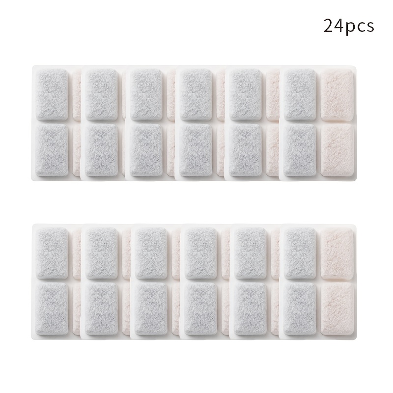 Image of 12/24 Pack Automatic Pet Water Dispenser Replacement Filters Compatible For Water Fountain, Resin & Activated Carbon Filtration System, White With Black End Caps, Water Purification For Aquariums