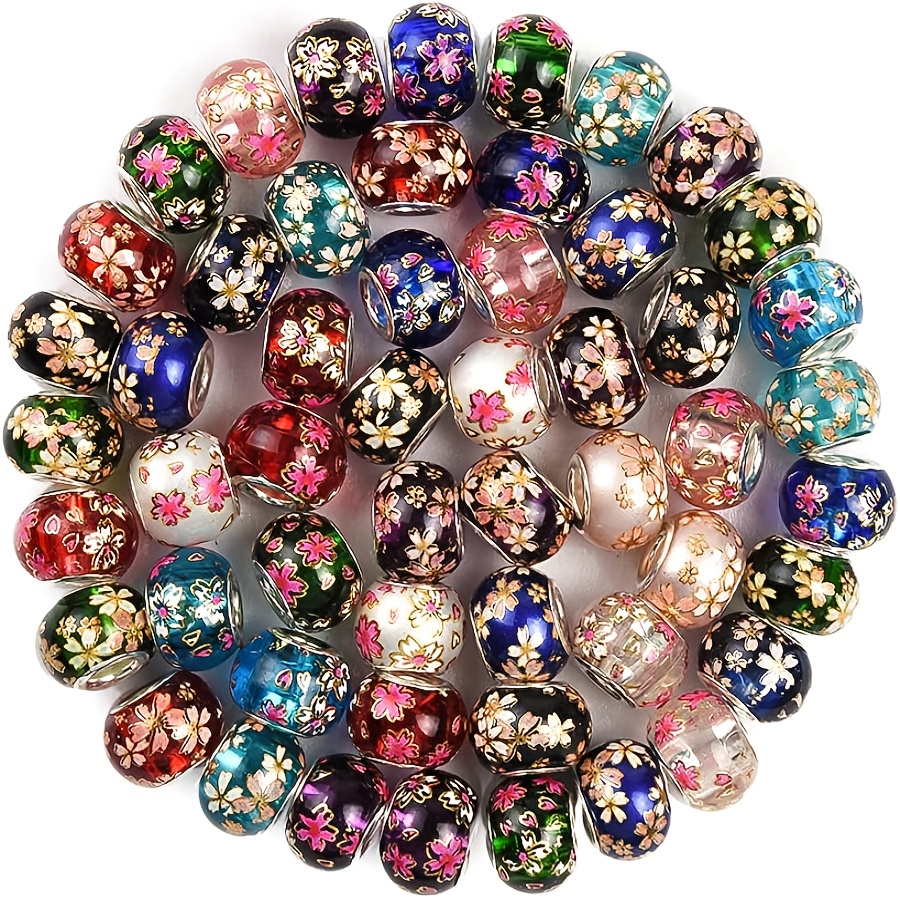 

50pcs Of 15*11 Mm Large Hole Jewelry Beads ( Hand- Pattern)