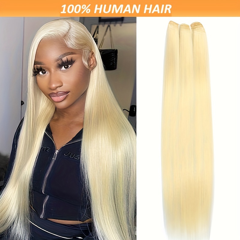 

100% Human Hair Blonde Straight Bundles - 613 Single Units, -free, Thick Ends, Suitable For All Hair Types