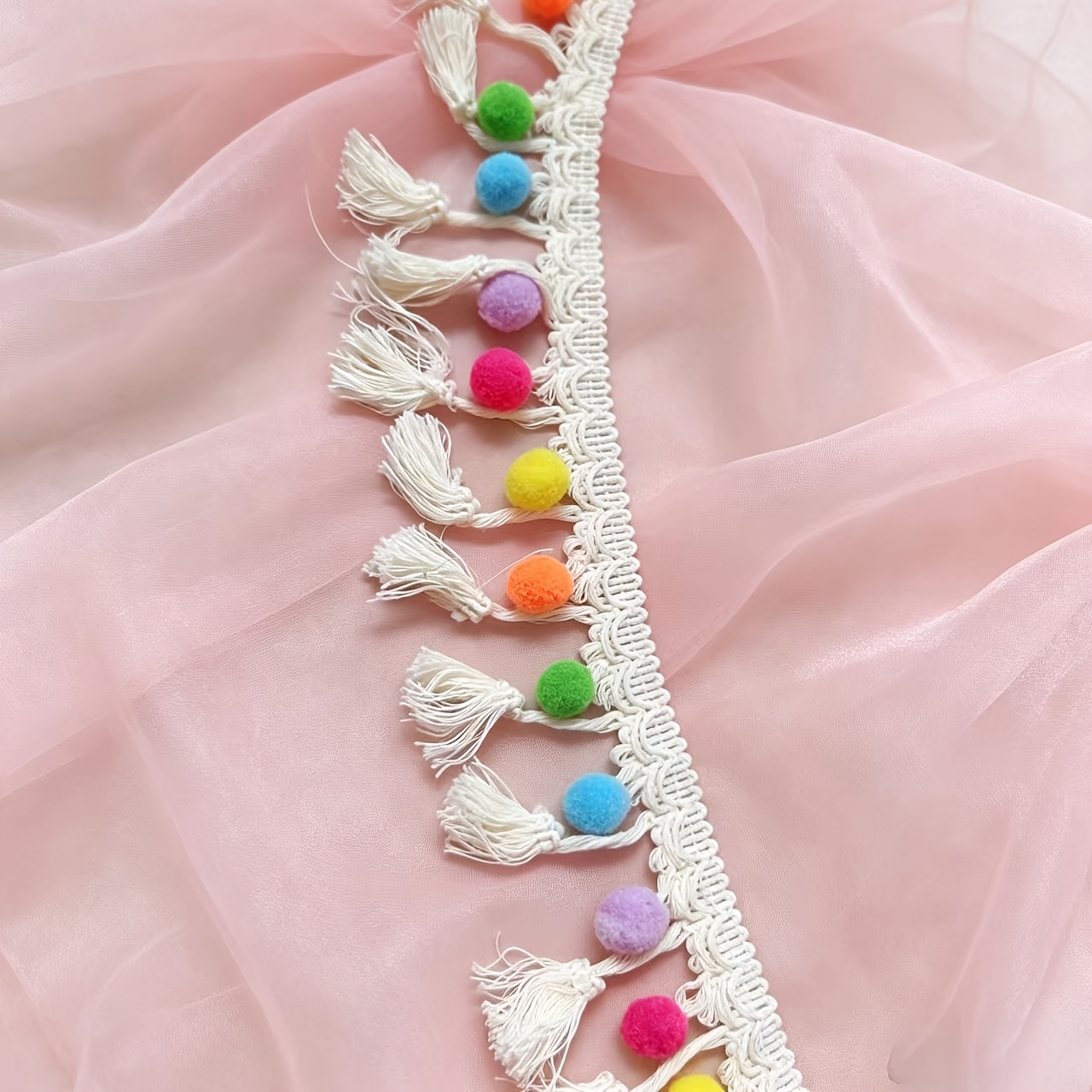TEMU Felpudo de escoba ondulada de 6 cm de ancho, multicolores, encaje para ropa, cortinas de sofá, mantel, bolsos, almohadas, suministros para