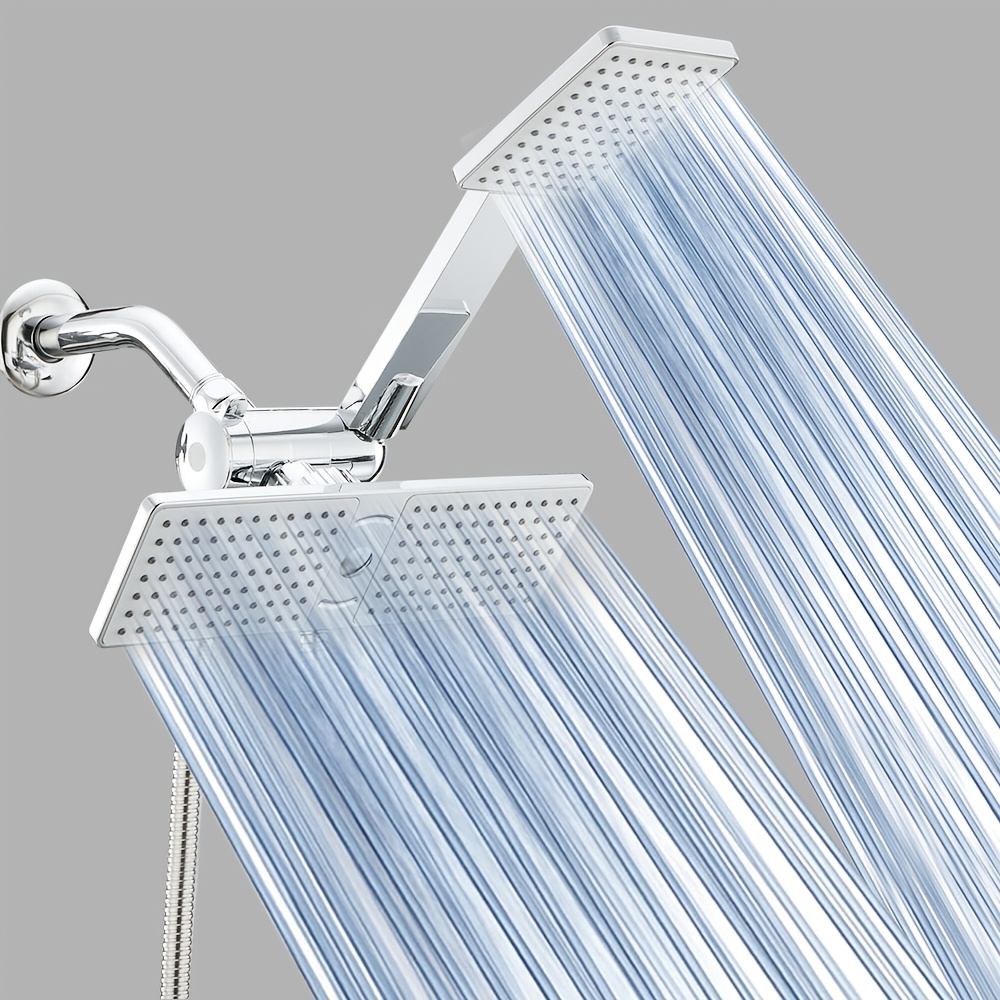 Regenduschkopf Mit Handbrause & Verstellbarem Arm – 35,6 Cm Quadrat, Chrom, 3 Sprühmodi, Selbstreinigend