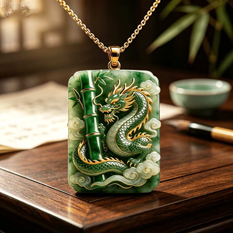 TEMU Collier avec pendentif en fibre de de dragon auspice, chaîne de pull de bijoux de dragon auspice, cadeau pour de