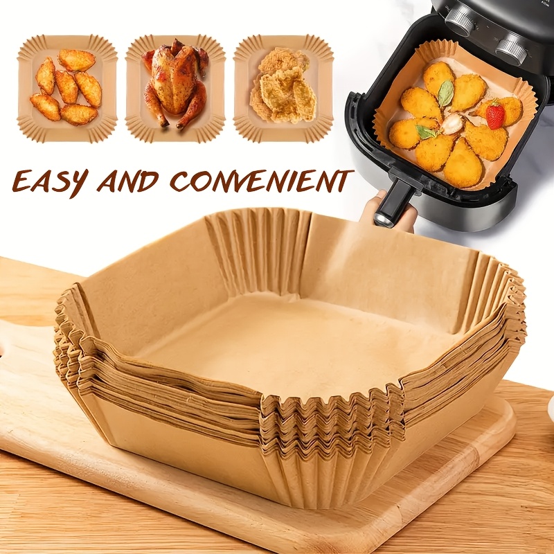 100pcs non stick disposable air fryer liners rectangular paper basket bowls baking trays chemical   accessories air fryer accessories details 1