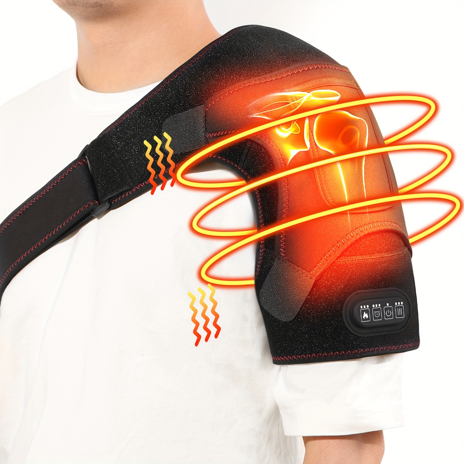 

Shoulder Wrap For Men Women - Electric Shoulder Heating Pad With 3 Massager And Heat Settings And Timer , Shoulder Braces For Neck And Shoulder Deep