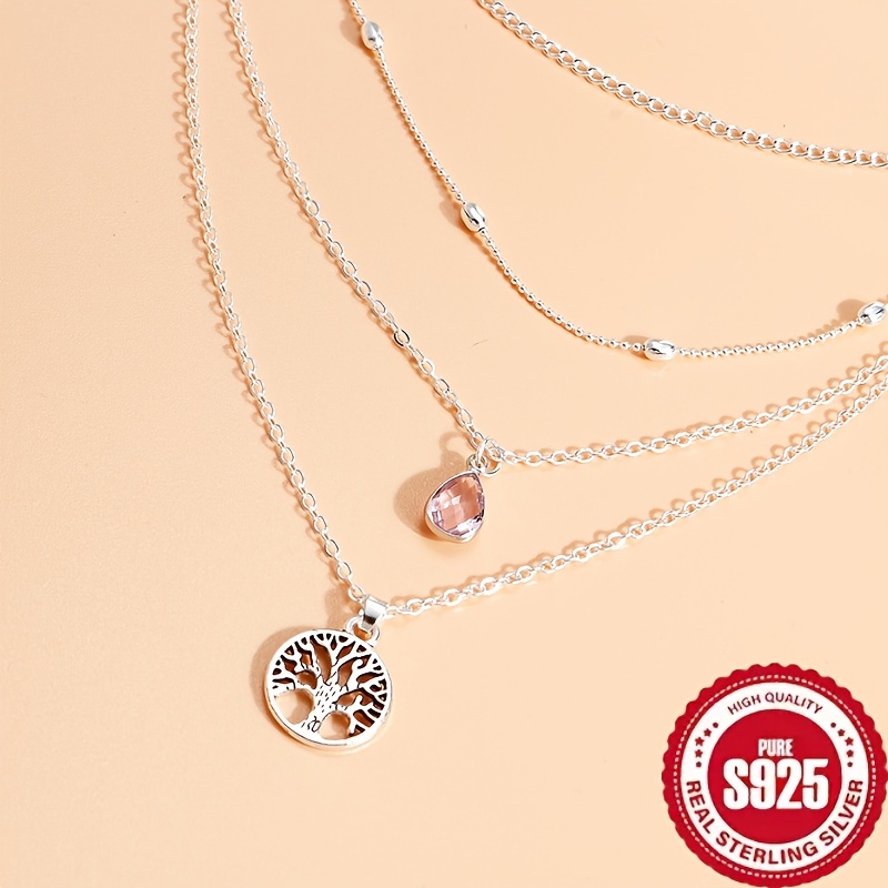 Women's S925 Silver Hip-Hop Multi-Layer Necklace for Parties