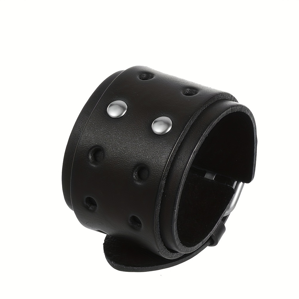 E-shop Echtes Leder Armband für Herren Damen Schmuck Armband Leder Breite Armbänder Rock Punk Herren Damen Leder Goth Armband