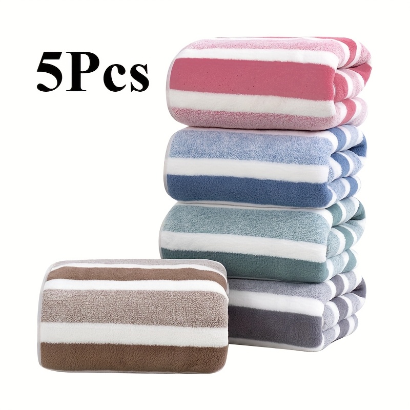 

Set Of 5 Ultra--dry Striped Towels - Home, Gym, And Spa | And Absorbent