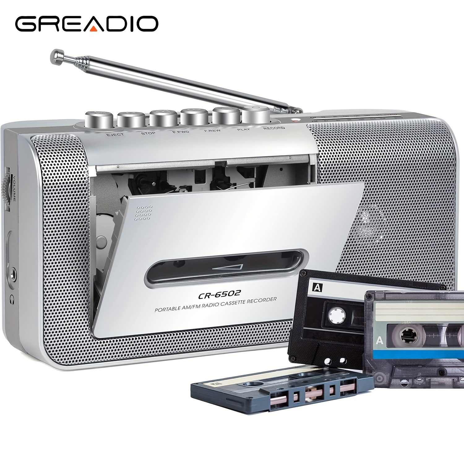 

Greadio Portable Cassette Player And Recorder, Tape Player/recorder With Am/fm, Loud Build-in Speaker, Microphone, 3.5mm Earphone Jack, Ac Or Aa Battery For Gift, Home, Headphone