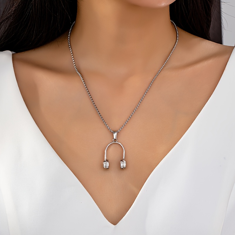 [JQ7443 Melody Earphone] Yuedong Melody Music Earphone Pendant Necklace | Versatile Autumn/Winter Sweater Chain Earphone Necklace, JQ7443