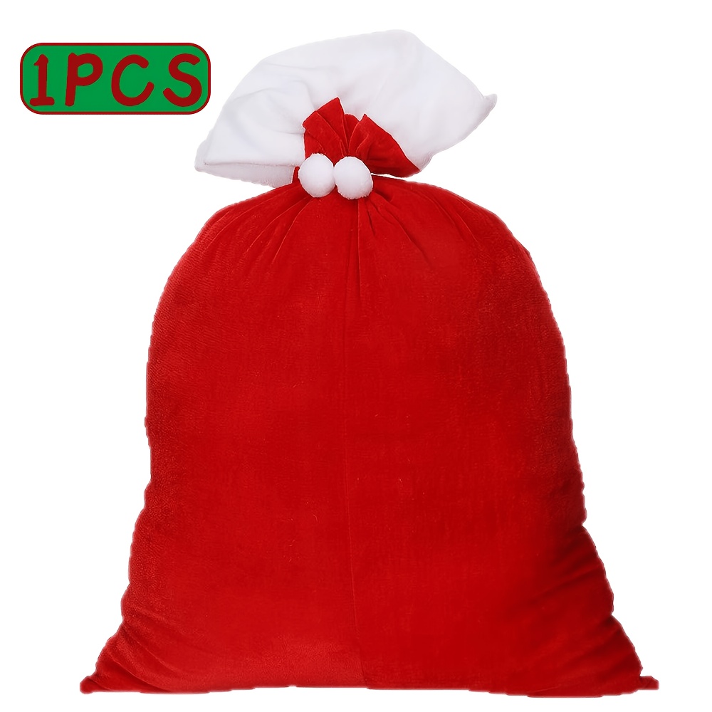 TEMU Gift For Her/him A Gift For Her/him, 1-pack Christmas Red Golden-thread Velvet Cloth Bag, Large Christmas Gift Bag, Santa Claus Backpack,
