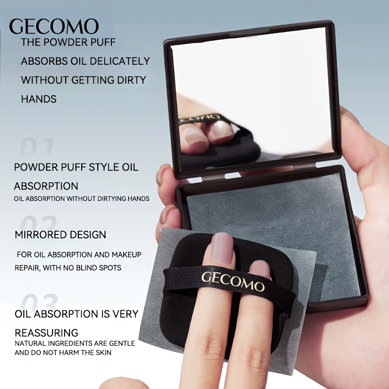 Charcoal Blotting Paper 100 Sheets, With Mirror And Puff, Portable Oil-absorbing Sheet For Oily Skin, Portable Foundation Touch-up Kit, In Makeup Box, Anti-makeup Smudge And Oil Control Tool