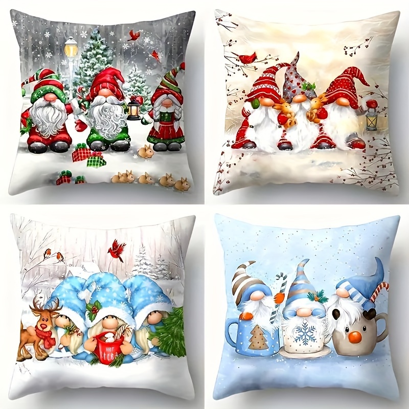 

4pcs, Christmas Pillowcase Set Of 4, Pillowcase, Cushion , Sofa Decoration, Pillowcase, (excluding )