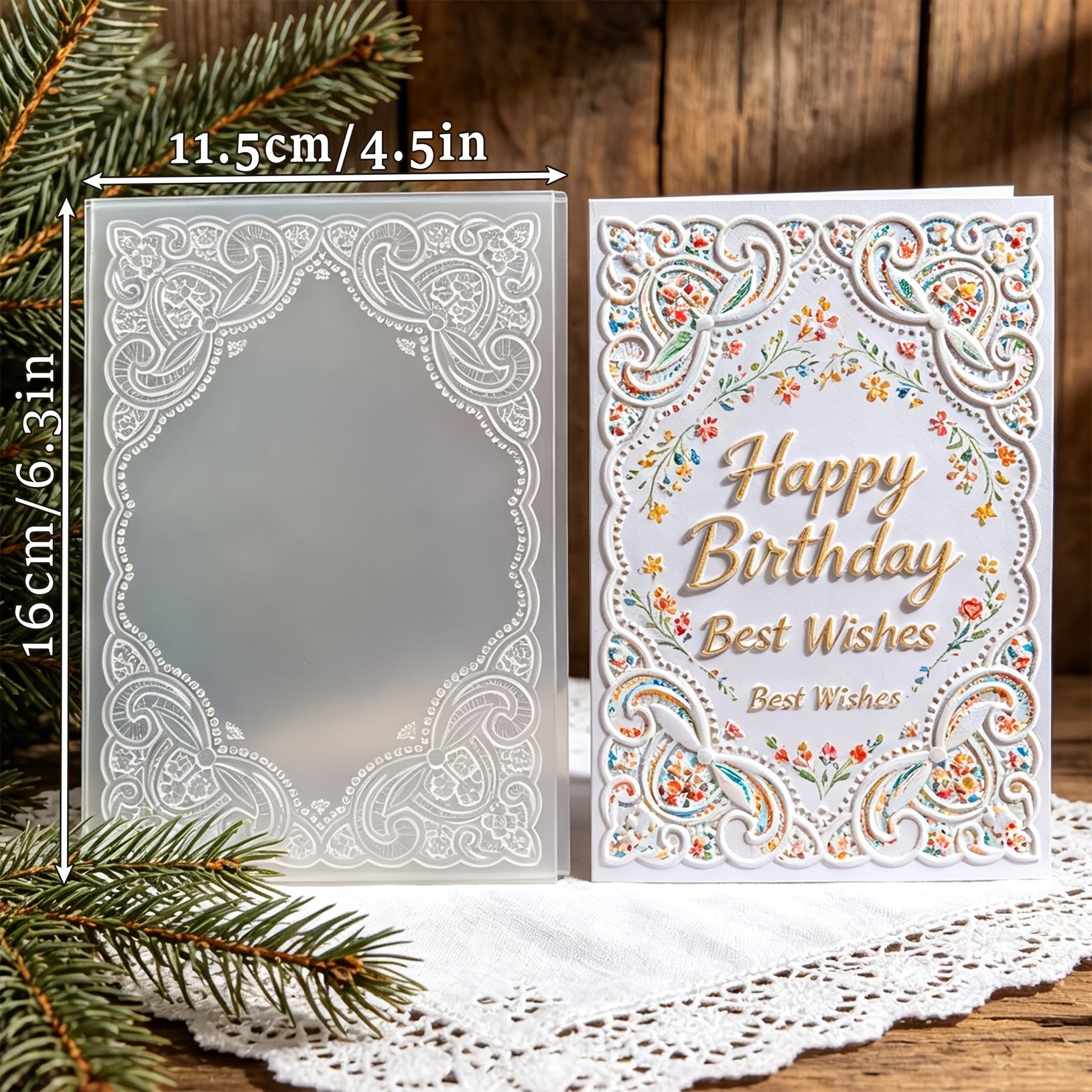 TEMU Carte de mariage main, style européen élégant, motif à cadre complet sculpté, panneau en plastique , moule de gaufrage 3D à faire soi-même