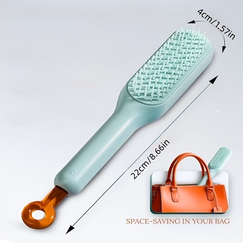 automatic cleaning hair   to   retractable bristles   free oval brush head suitable for men and women anti knot brush head suitable for curly straight thick wet and dry hair blue white pink daily grooming sleek Product details 6