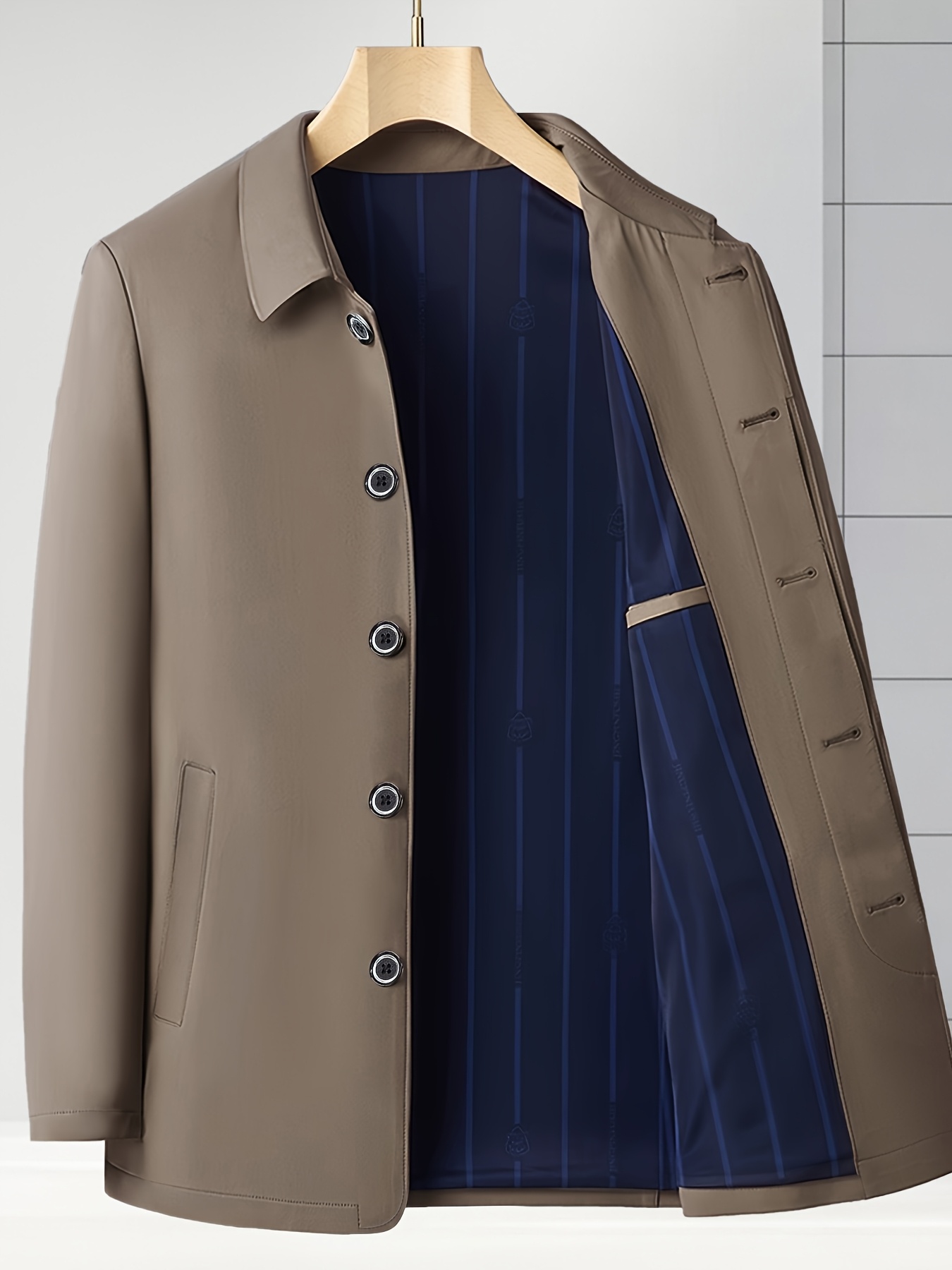 Men's Lightweight Business Casual Blazer - Solid Color, Slim Fit with Button-Up Front & Side Pockets, Durable Polyester, Perfect for Spring/Autumn