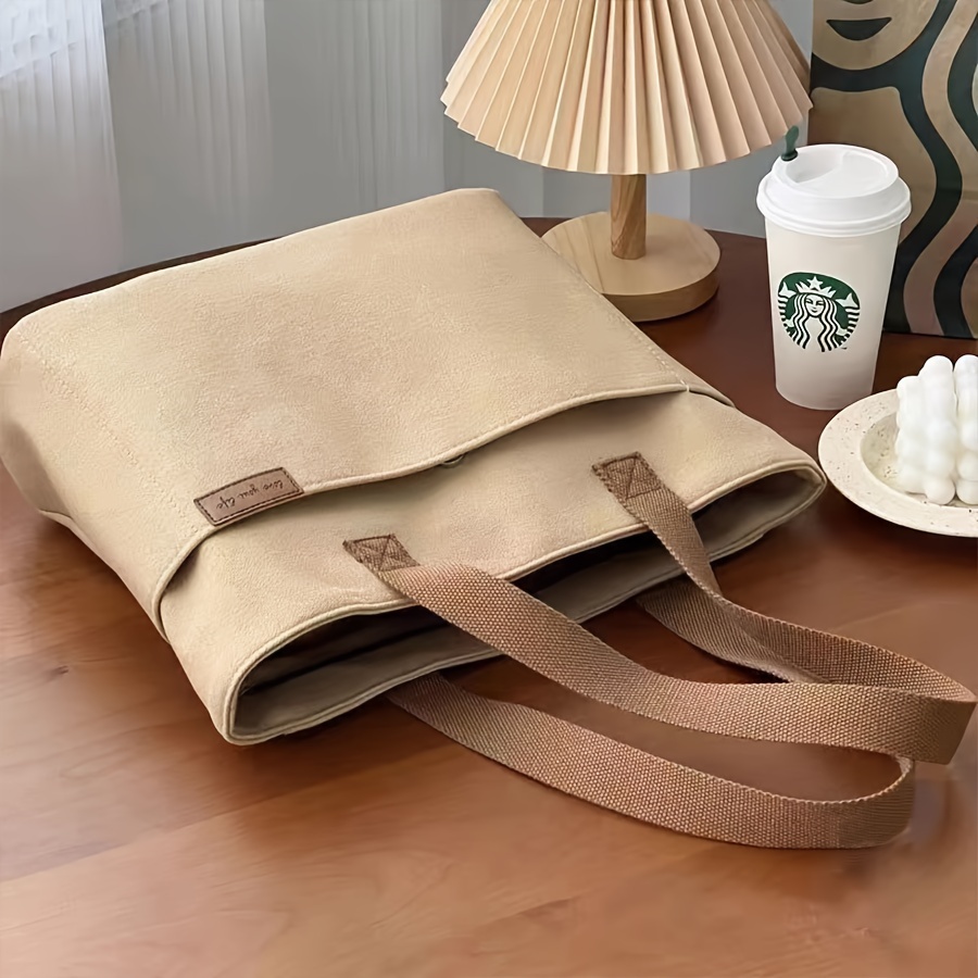 TEMU 1pc Multifunctional Large Tote Bag With Crossbody Strap, Zippered Khaki Shoulder Bag For School, Commute, Casual, Work, Travel - Durable Material, Waterproof