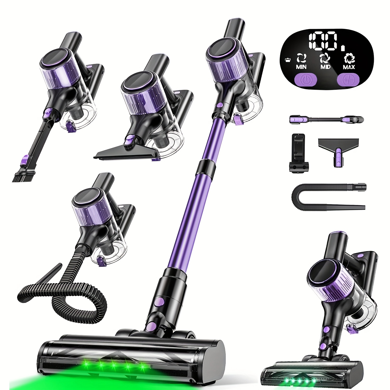 TEMU Cleaner, High , 45-minute , Home Vacuum Cleaner, Upgraded Anti- Green Led Floor Brush, Suitable For Carpets, Pet Hair, Hardwood Floors