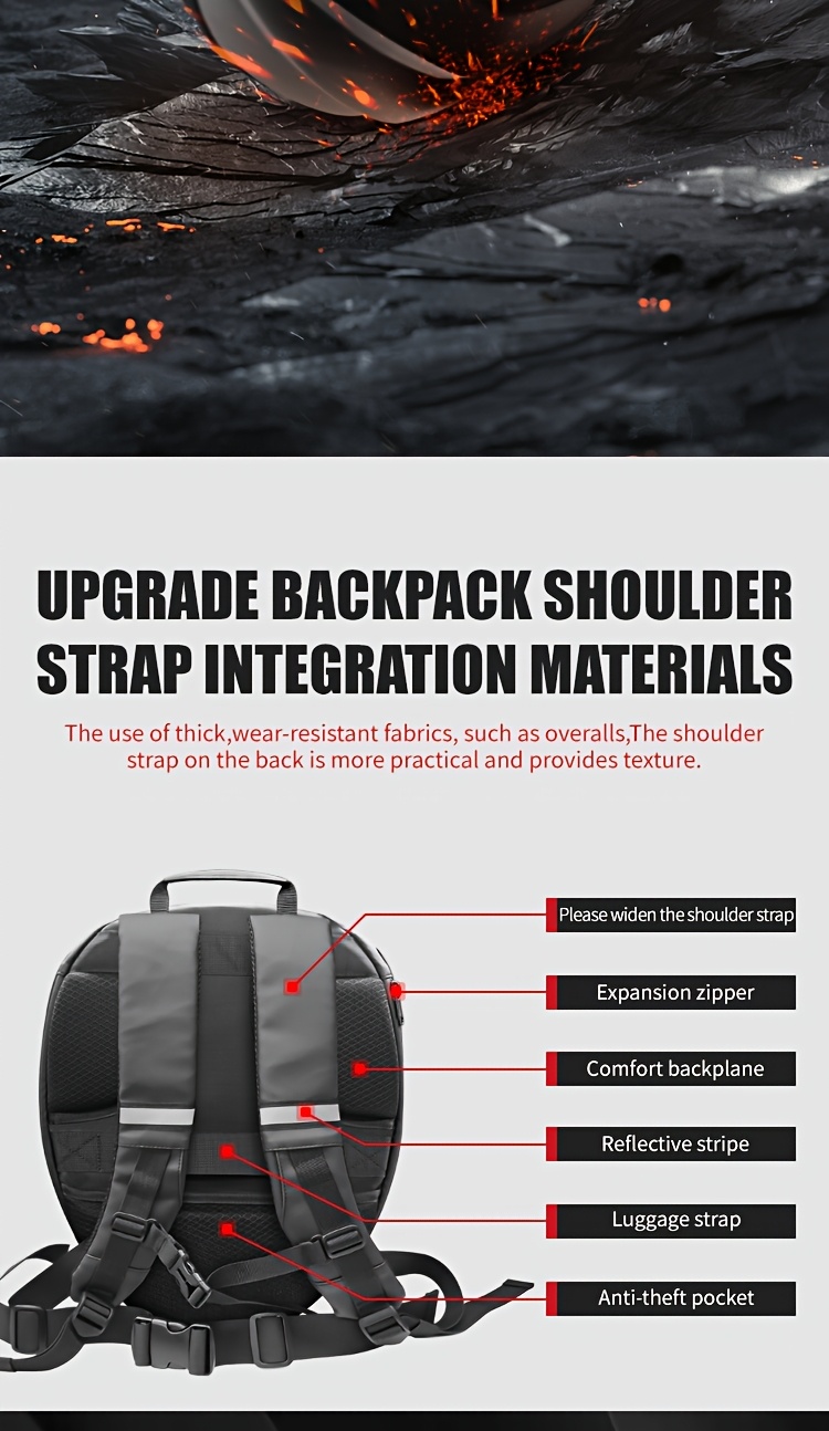 Sac à dos LED lumineux cool pour motards avec casque intégral, offrant une capacité de stockage super large