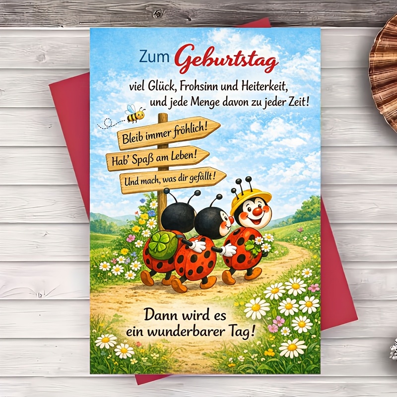 1 Envelope And 1 Greeting Card Funny Birthday Greeting Card For Friend With Ladybug Design