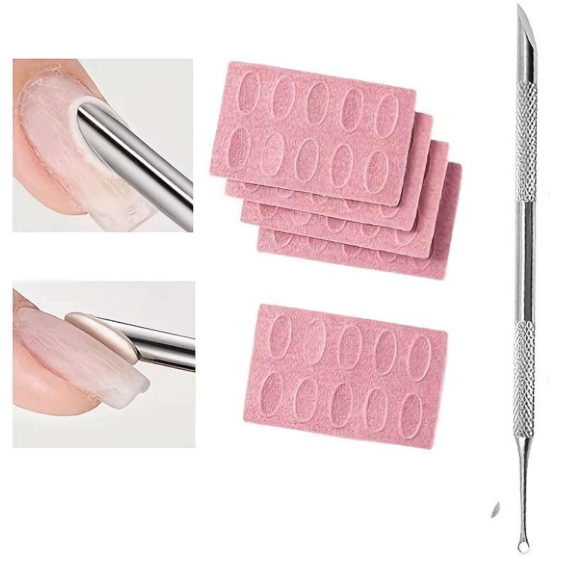 50pcs White and Pink Frosted Nail Files with Buffer Block