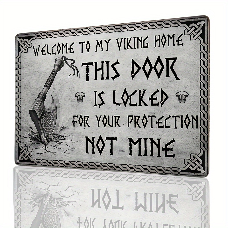 

Welcome To My Viking Home" Metal Tin Sign - 8x12 Inch | Durable, Waterproof & Dustproof Wall Art For Home, Bar, Cafe Decor | Easy-hang Design With Pre-drilled Holes