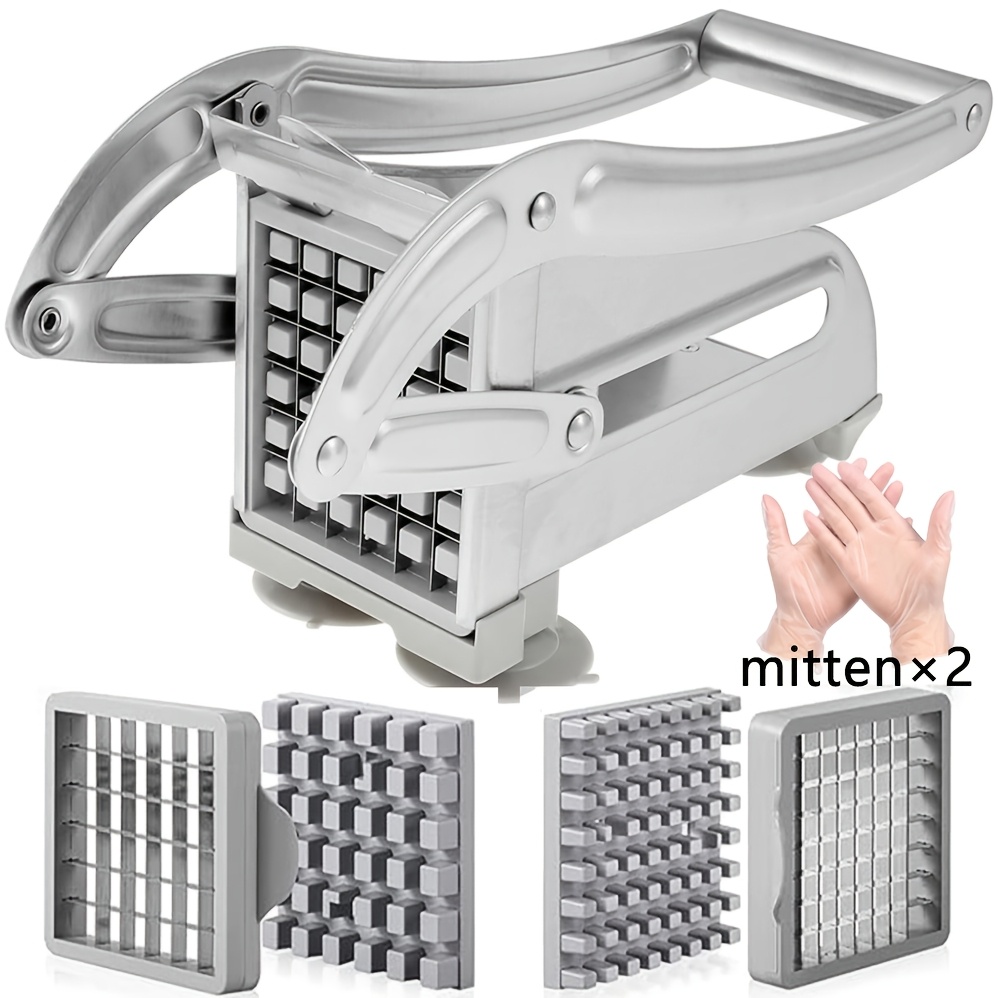 a stainless steel professional french fry cutter with 2 blade   a french fry slicer a french fry cutter for pressing   and a multi functional vegetable and fruit slicer with 36 46 hole blade food   details 0