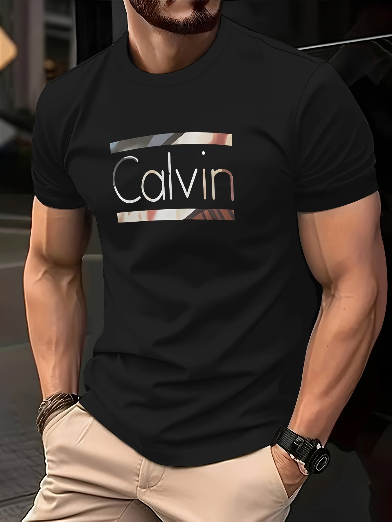 Men's Premium Black Graphic T-Shirt - Minimalist Casual Round Neck Summer Tee with Bold White Lettering, Machine Washable Regular Fit for Everyday & Semi-Formal Wear - Ideal for Fashion-Forward Europeans & Modern Men's Style, Versatile Clothing, Contemporary Design, Highquality Fabric, Breathable Shirt, Fashionconscious Men
