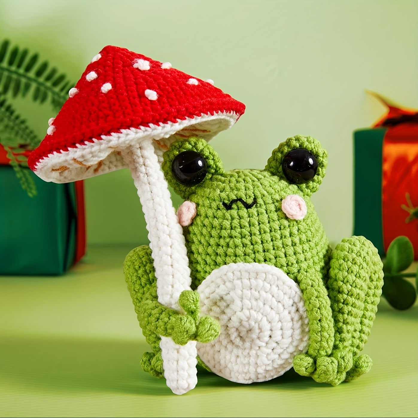 

Beginner Crochet Kit With Video Tutorial - Diy Craft Set | Adorable Frog Crochet Kit With Mushroom Accessory | Perfect For Adults, Fabric Material, Great For All Seasons - Ideal Birthday Gift