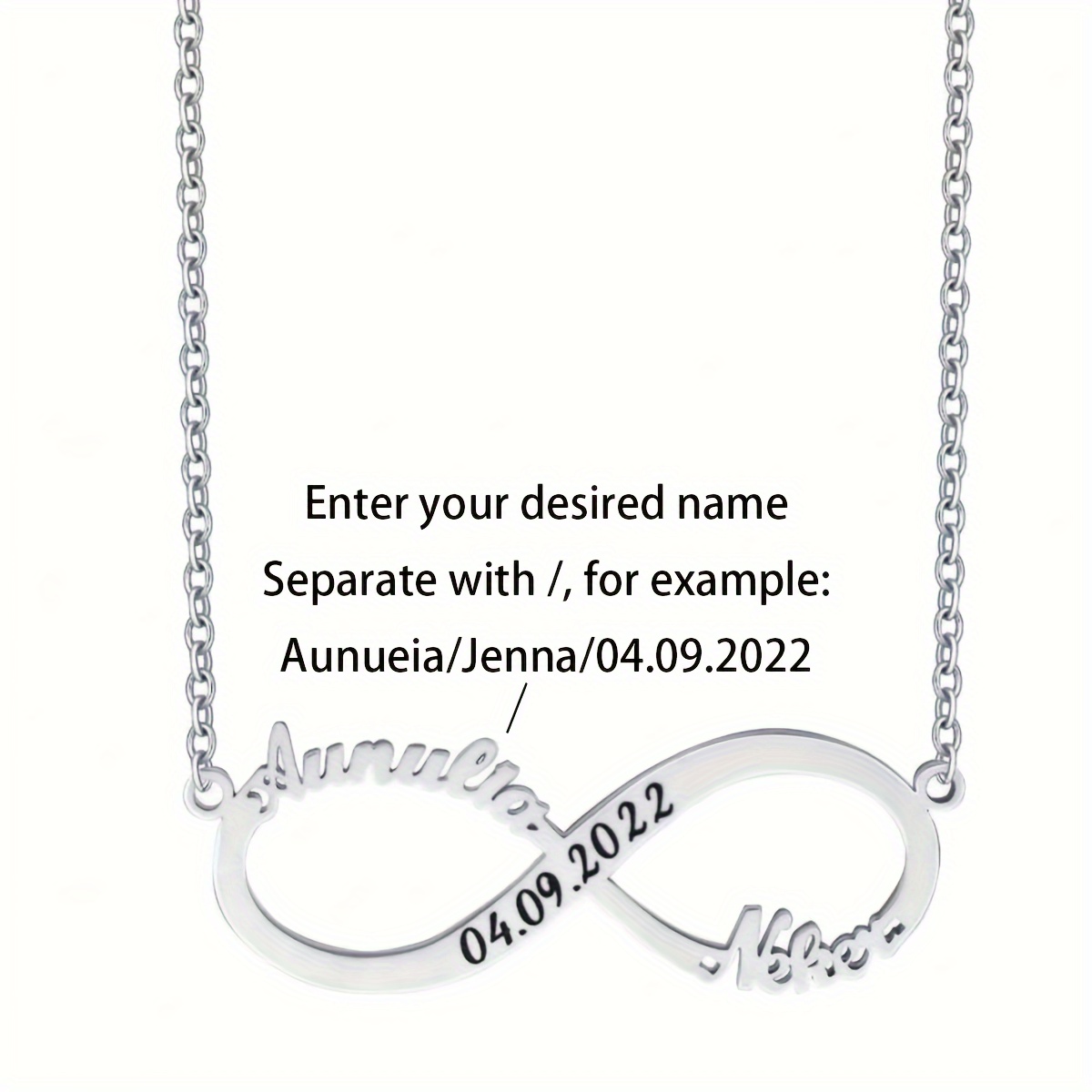 Image of Personalized Women's Custom Stainless Steel Name, Infinite Personalized Heart-shaped Necklace, Stainless Steel Custom Necklace, Is A Good Gift For Girlfriends, Wives, And Ladies