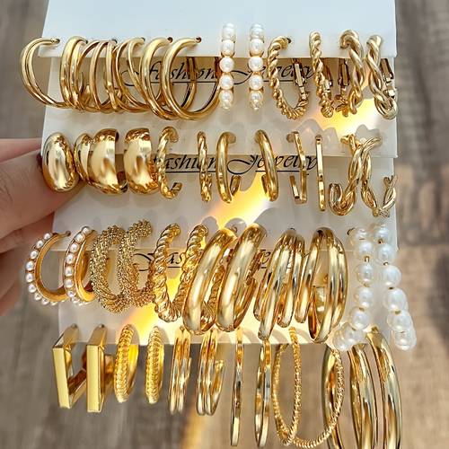 random 12 24 36 48 60pcs vintage tone fashionable large look twisted braided earrings set suitable for daily wear and festive occasions ideal gift for birthdays and anniversaries cost earrings