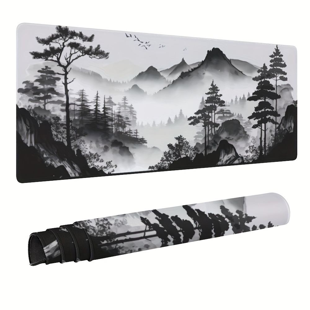 

1pc Large Desk Mat, Traditional Chinese Painting, Extended Gaming Mouse Pad, Waterproof With Stitched Edges, Non-slip Desktop Pad For Home And Office, Level Up Your Workspace (15.7 X35.4in)