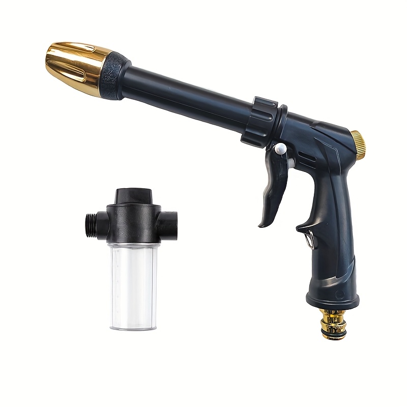 TEMU Rv Water Hose And Accessories 1pc High-pressure Washing Water Gun With Foam Pot - Long Handle Spray Gun, Rv Cleaning, Motorcycle Cleaning