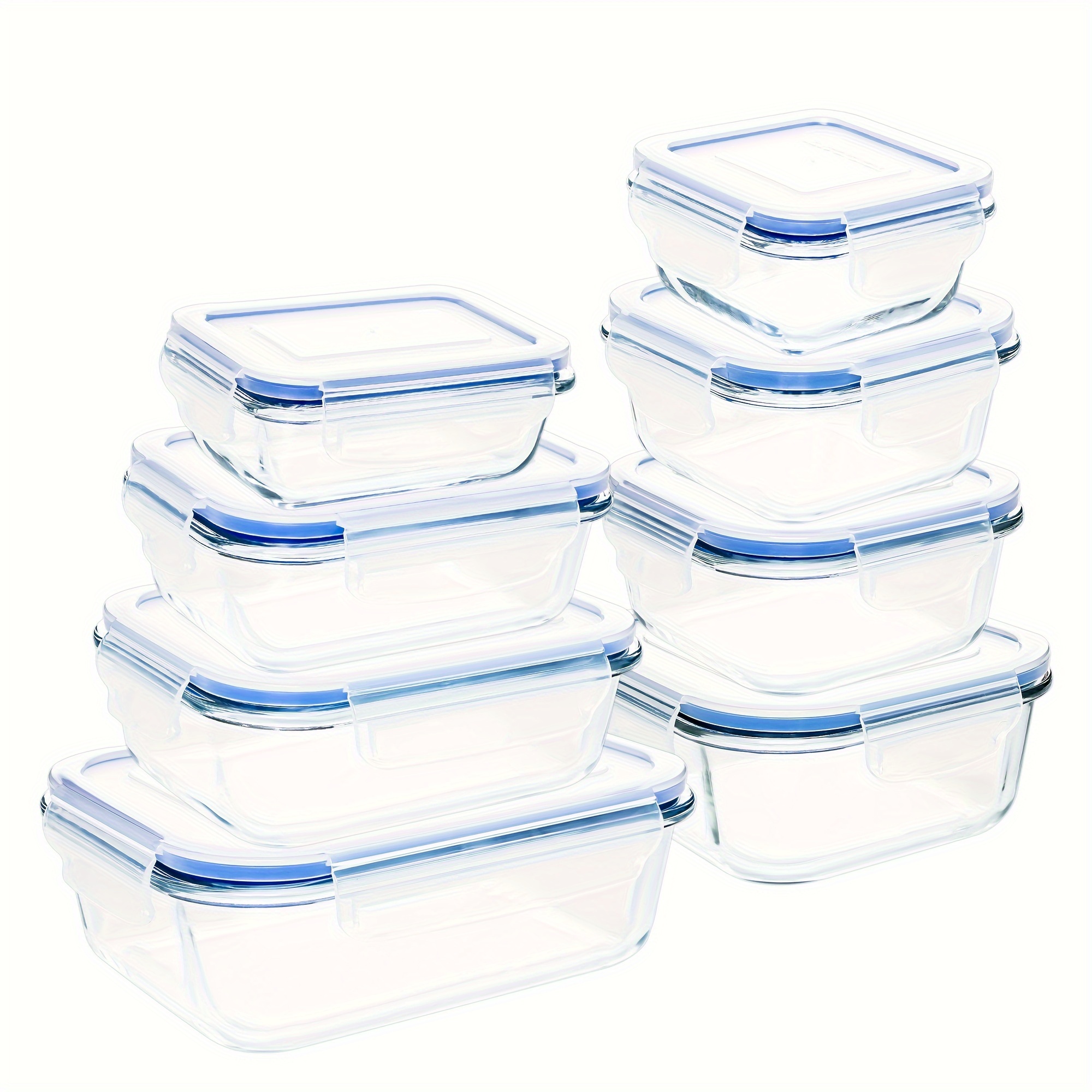 

16pcs Airtight Glass Food Storage Containers Set, Leak-proof, Food Transportation Packaging Box, Microwave, Oven, Freezer, Dishwasher Safe, - 8 Containers & 8 For Meal Prep And Lunch