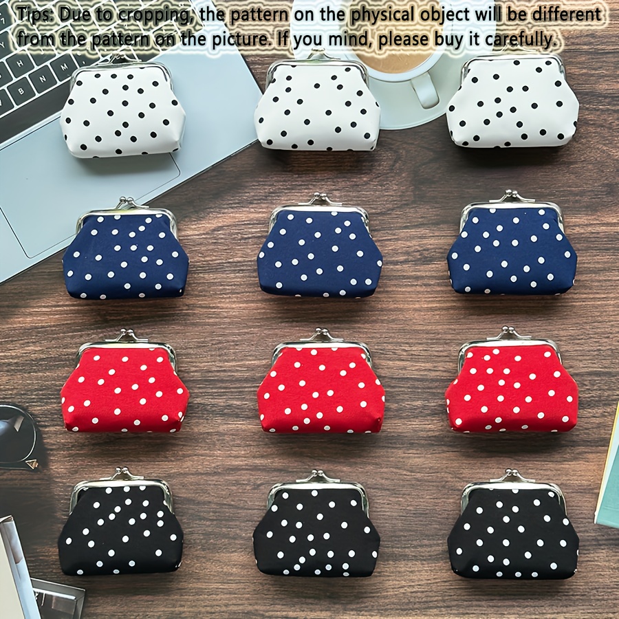 E-shop 12 Stück Easy Cute Polka Dot Damen Münzfach Clip Tasche, Multifunktionale Kreative Mode Schlüssel Tasche Münzbeutel Vielseitige Kleine Geldbörse