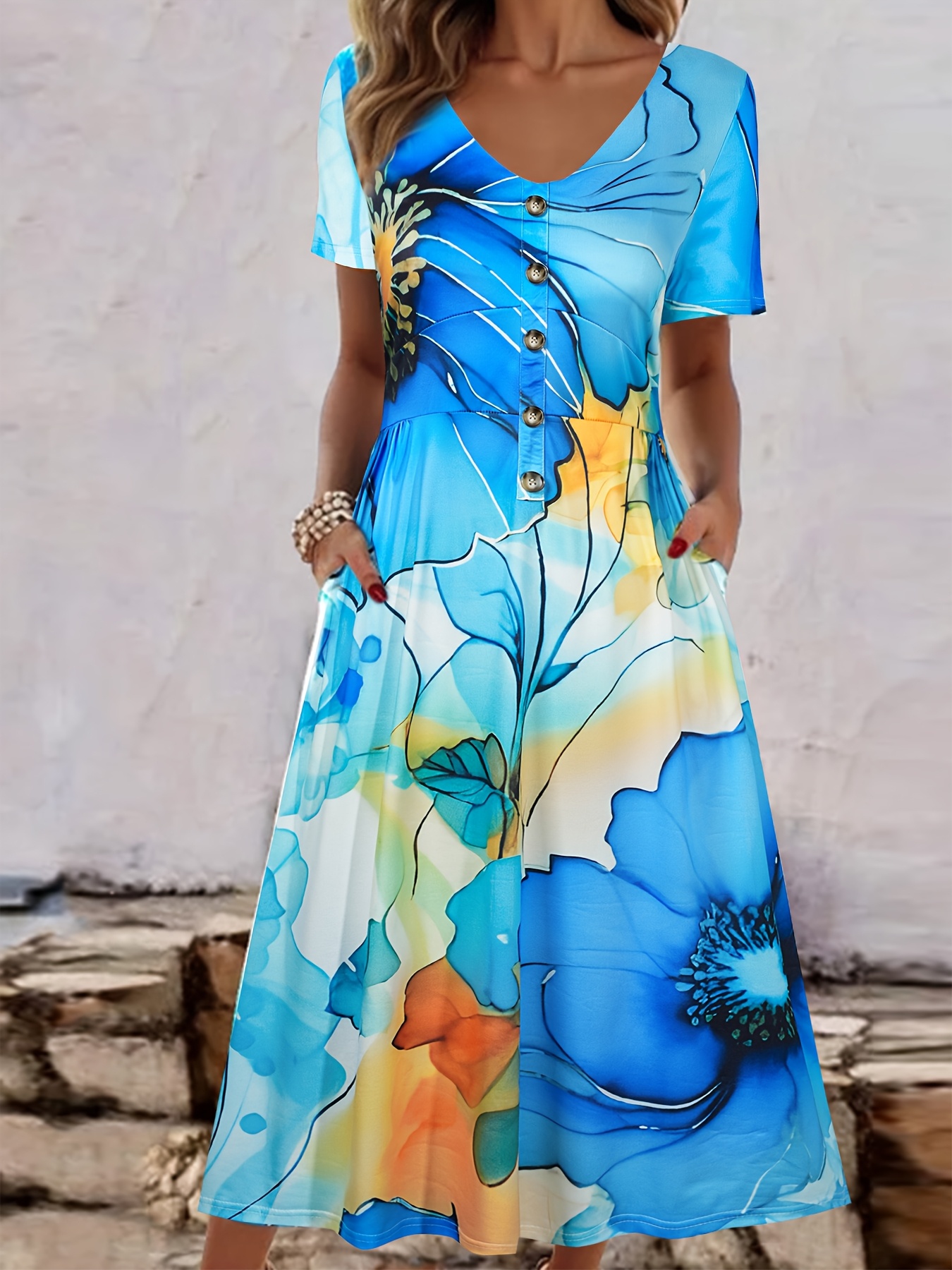 plus size boho dresses with sleeves sold on Temu United States