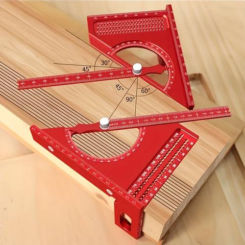 Heavy-Duty Aluminum Alloy 3D Angle Ruler with 0- ° Rotating arm, Precision Measurement - for Woodworking, Engineering, Carpentry, Drafting - Professional Construction Tool for Contractors, , DIY Projects, Engineering Equipment, Adjustable Arm Design, Sturdy Measuring Instrument, And Engineers