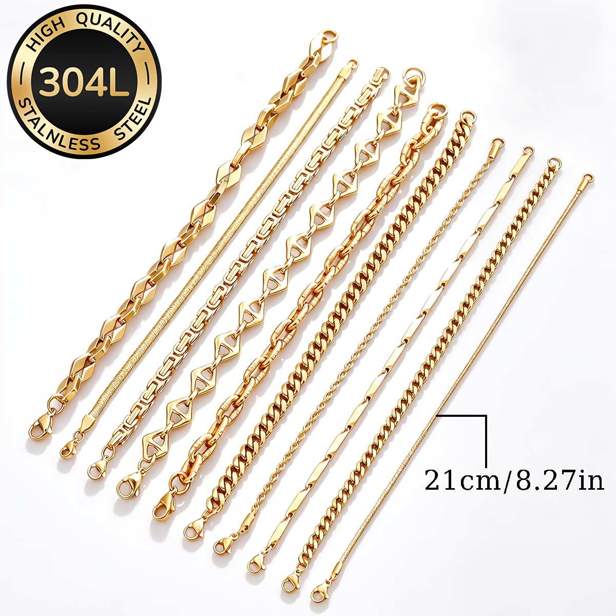 2/4pcs 18K Gold Plated Waterproof Bracelet Set for Men