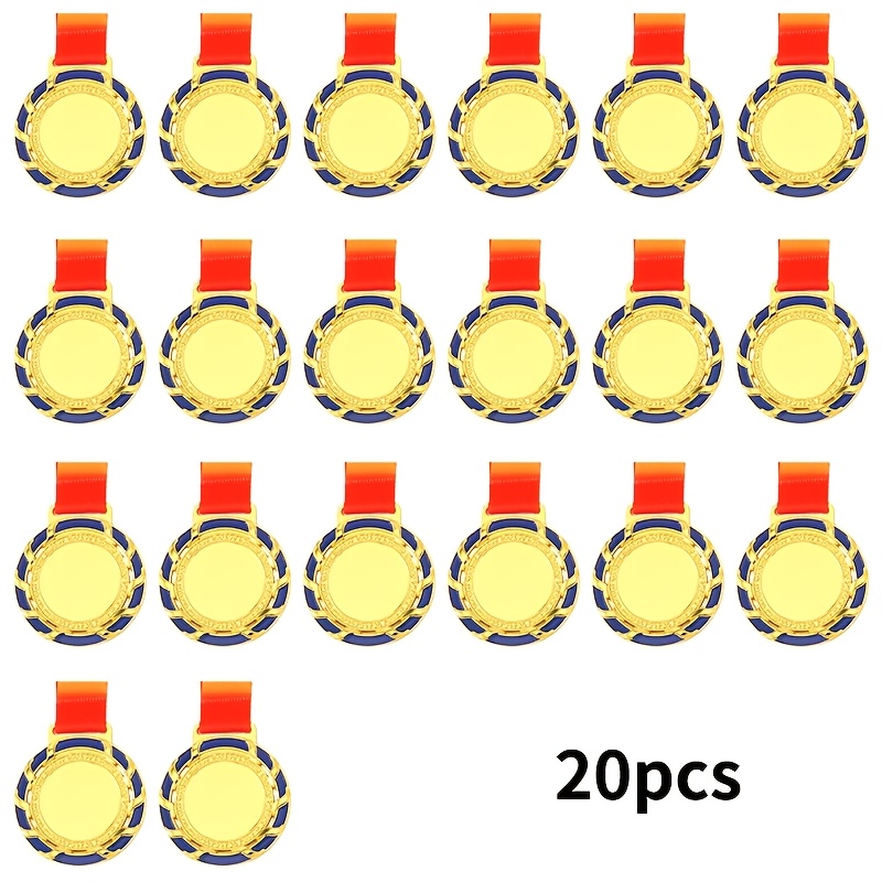 TEMU 20 medallas con azul , medallas de deportivo con cintas de cuello , medallas de metal color dorado/plateado/, medallas conmemorativas de de