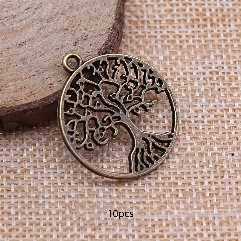 TEMU 10 Pièces 25x25mm Antique Couleur Argentée Arbre de Vie Pendentif À Breloque Pour Bricolage Faisant Des Accessoires de Bijoux de Bracelet