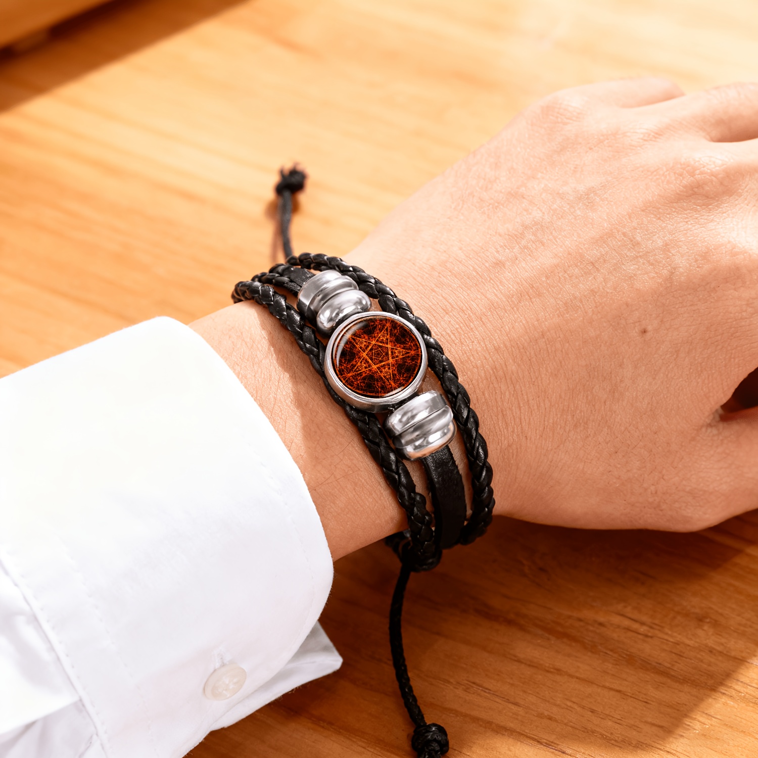 Men's Mysterious Pentagram Pattern Black Bracelet
