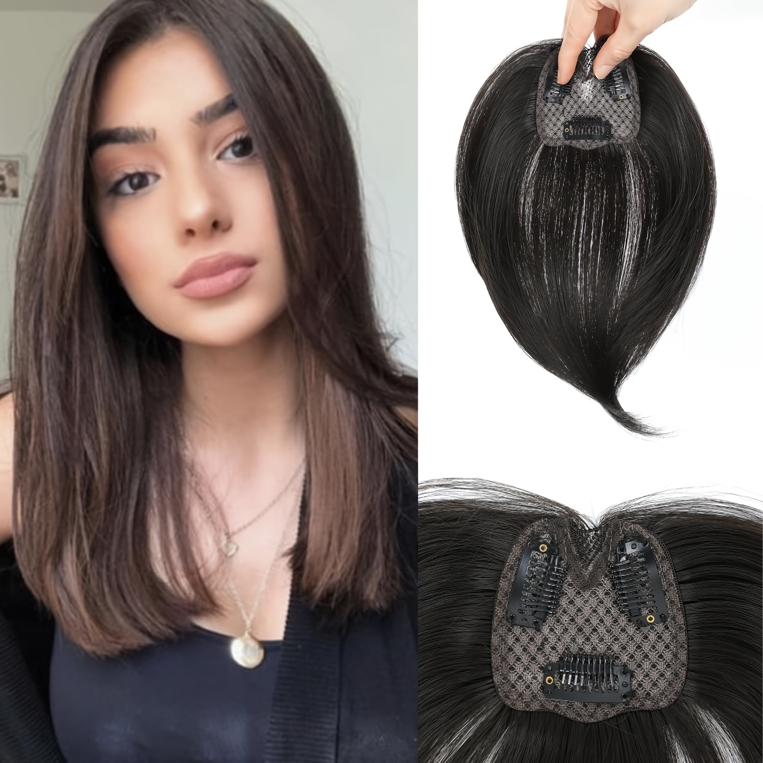 TEMU Hair Toppers For Women With Thinning Hair Extensions 360° 3d Toppers Hair Pieces For Women Clip Ins Fake Bangs Hair Pieces For Stylish Upgrade