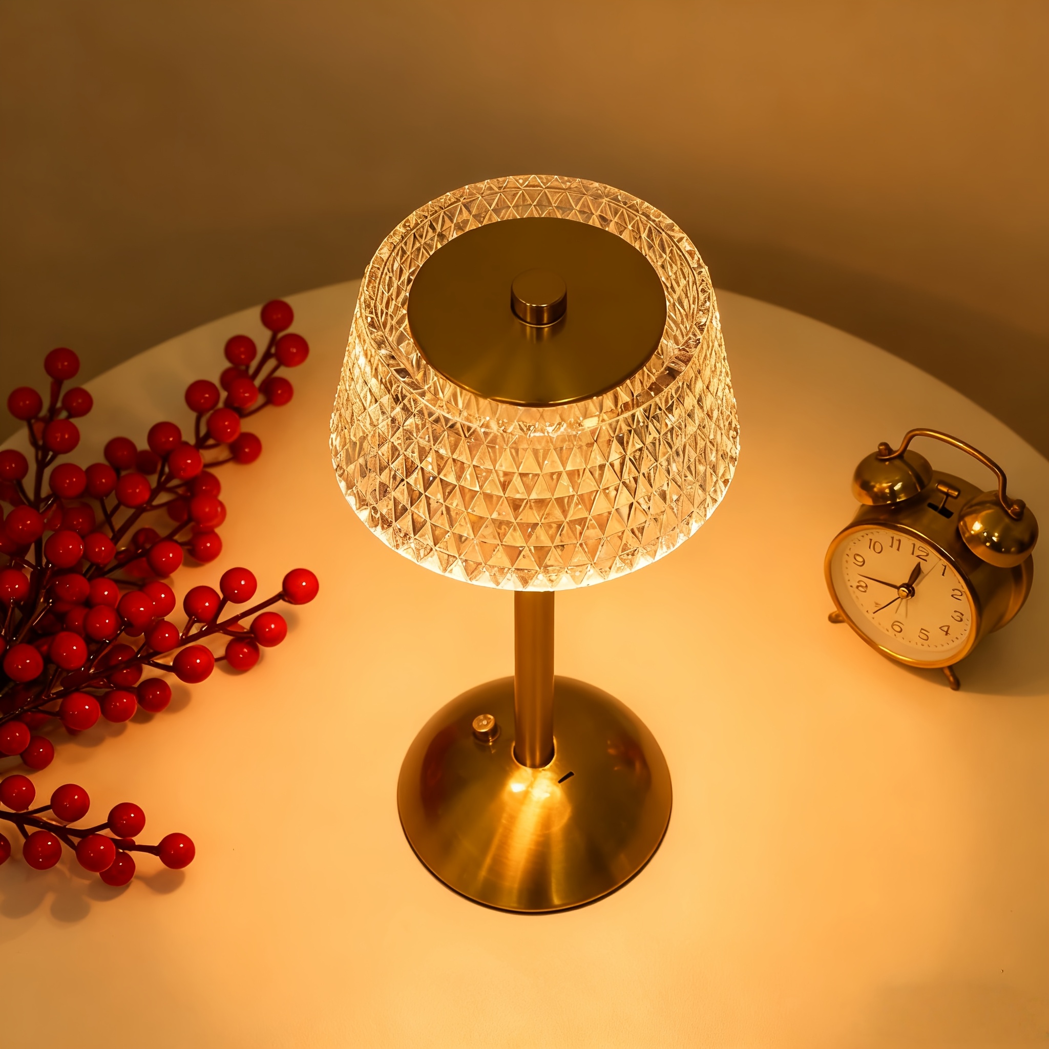 TEMU 1pc Lampe de table LED mode moderne, Lampe de bureau, Abat-jour en , tactile, Température de couleur réglable 3 couleurs, Dimmage à long appui,