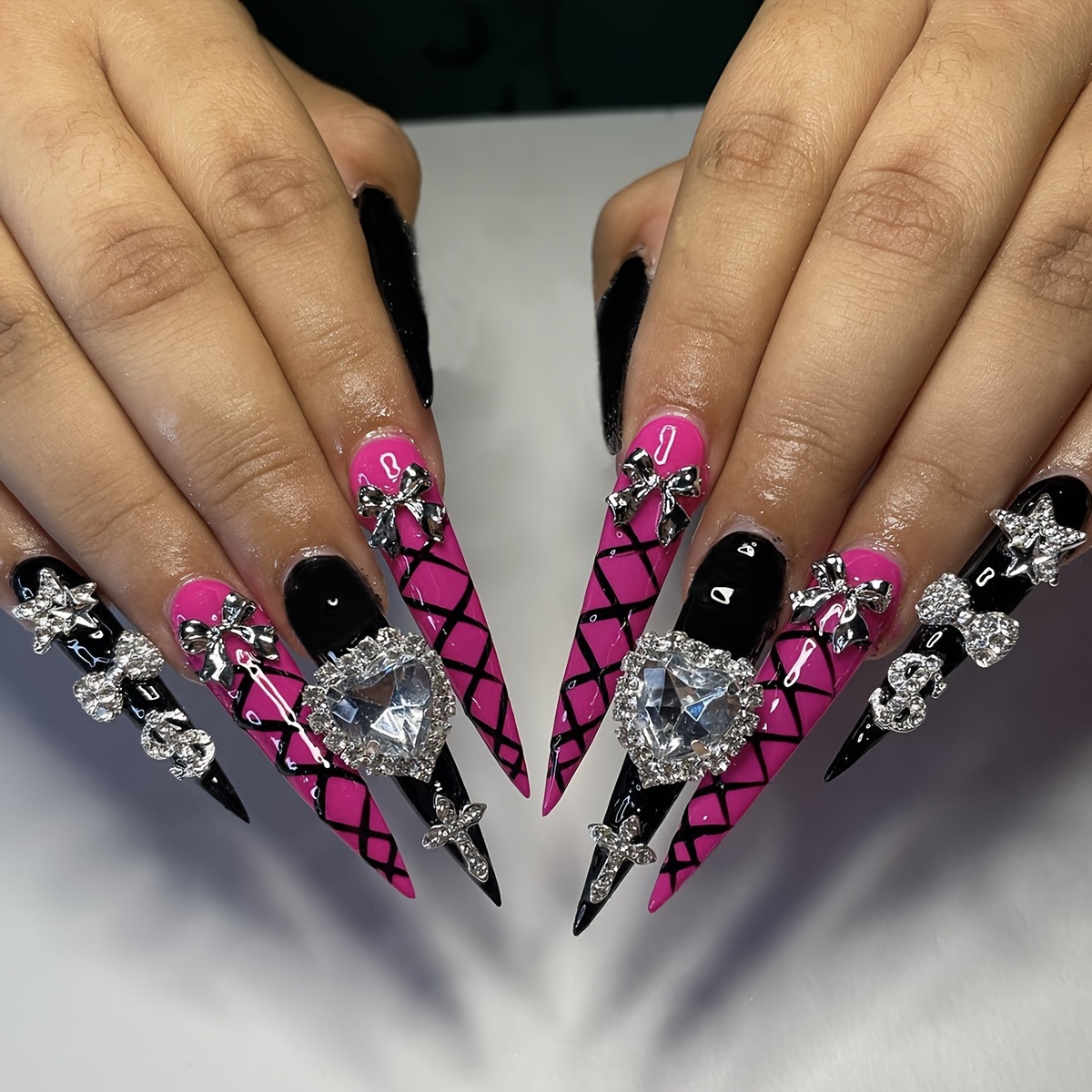 nails black and pink 27s